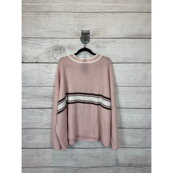 Wild Fable Plus Size Light Pink Knit Stripe V-Neck Sweater Size 4X - Picture 7 of 8